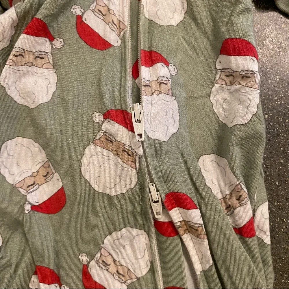 Larkspur Baby 3-6 months Santa Bamboo‎ Pajama Zippy Bamboo Green Christmas